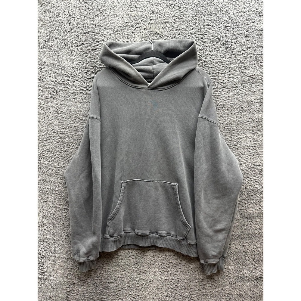 Elwood Core Oversize Organic Cotton Brushed Terry Pullover Hoodie Gray Mens M